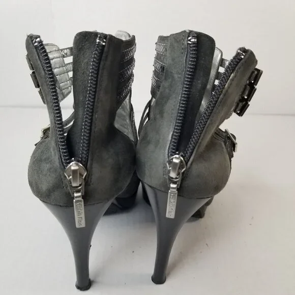 Calvin Klein Danica Platform Stiletto Heels Pumps Grey Suede Date Night Sz 9.5 - Picture 13 of 16